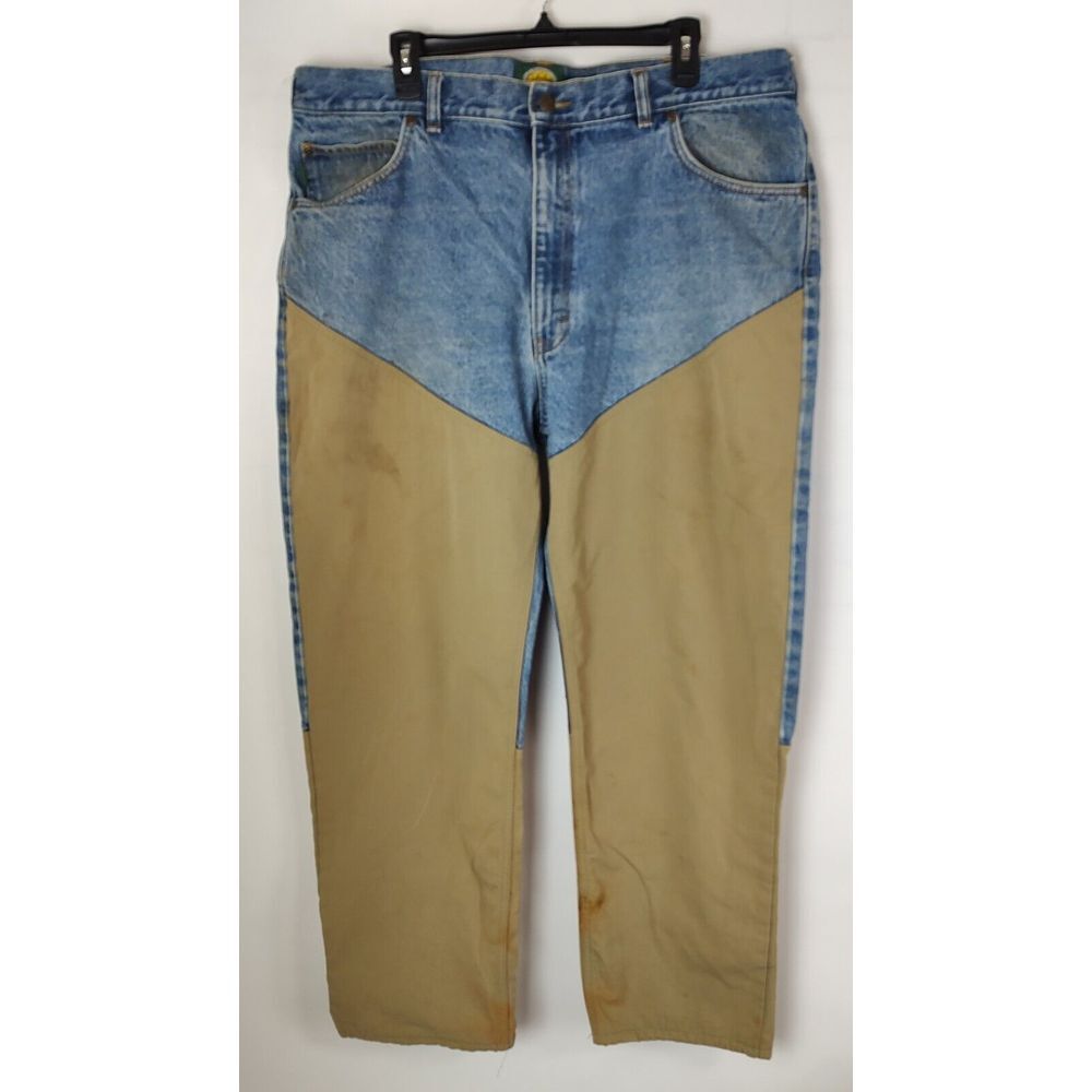 Cabela Men's Jeans Khaki Blue Heavy Duty Hunting Two Tone 42 Short